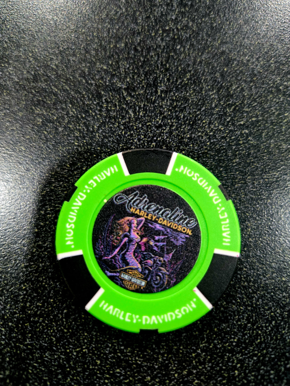 GREEN MERMAID ADRENALINE HARLEY-DAVIDSON POKER CHIP