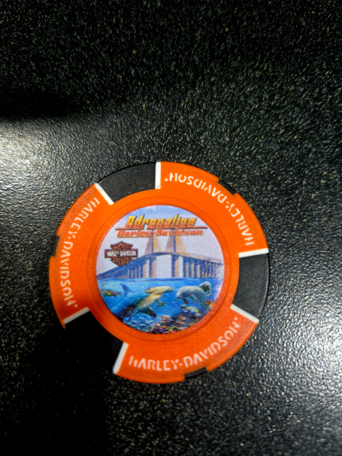 ORANGE MARINE ADRENALINE HARLEY-DAVIDSON POKER CHIP