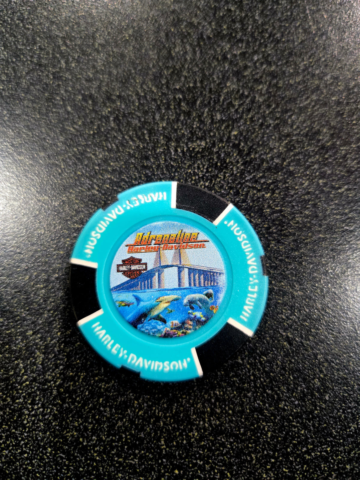 AQUA MARINE ADRENALINE HARLEY-DAVIDSON POKER CHIP