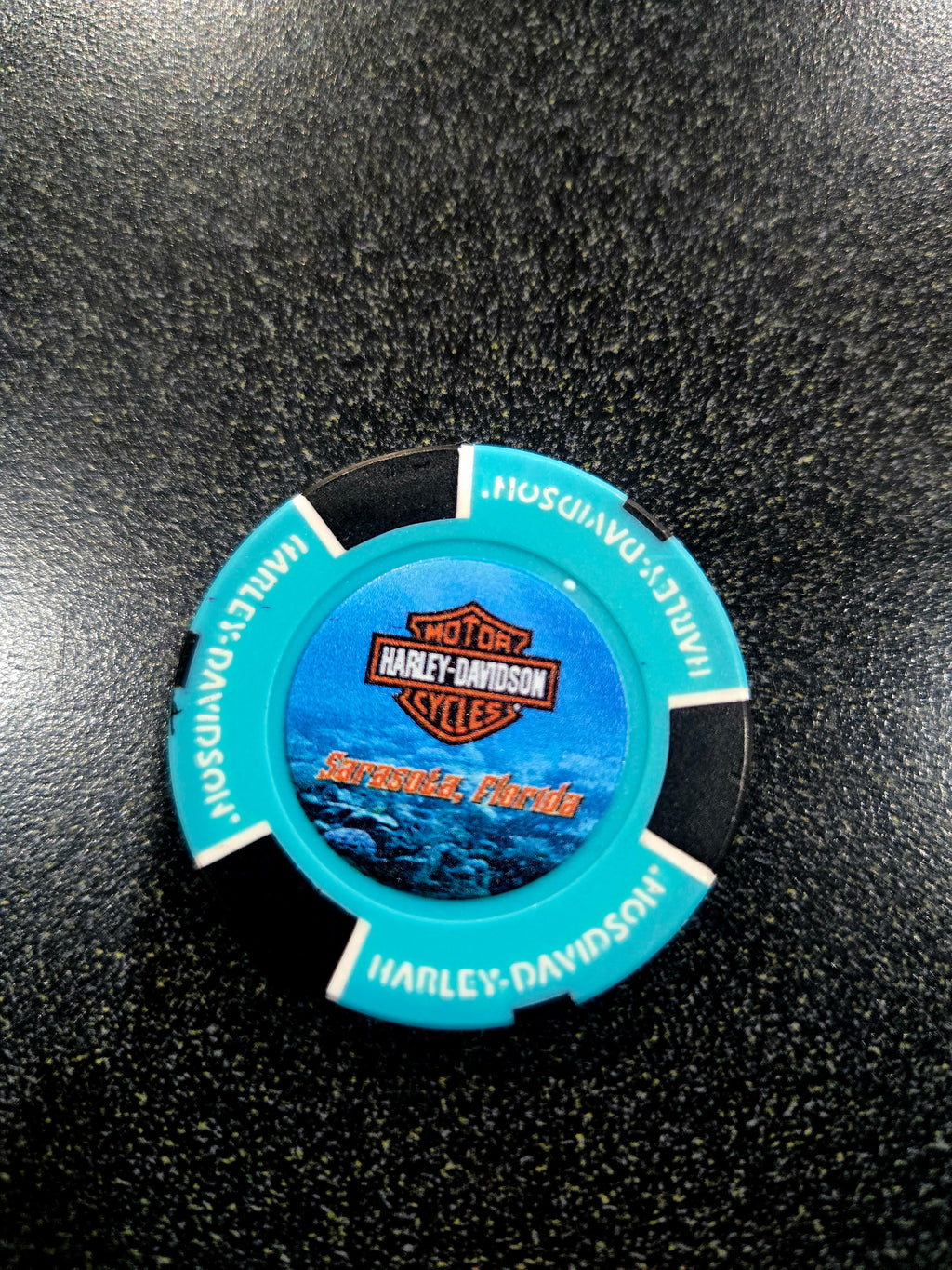 AQUA MARINE ADRENALINE HARLEY-DAVIDSON POKER CHIP