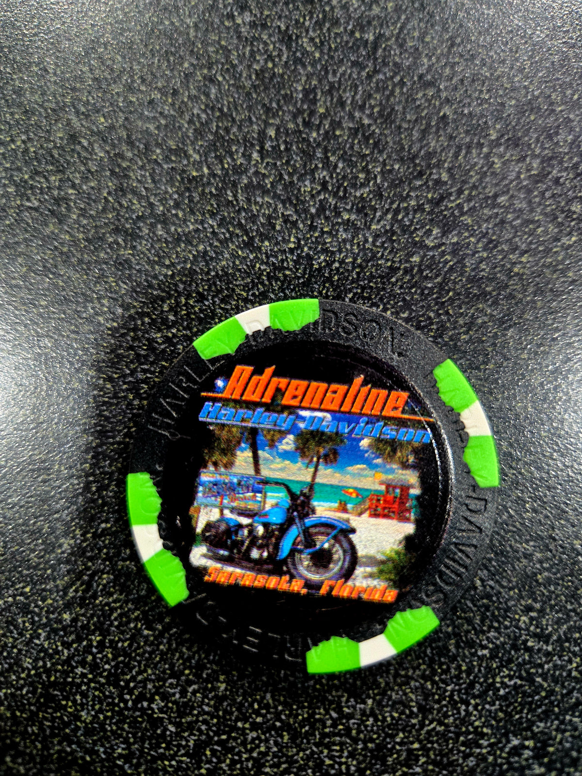 GREEN/BLACK SIESTA KEY ADRENALINE HARLEY-DAVIDSON POKER CHIP