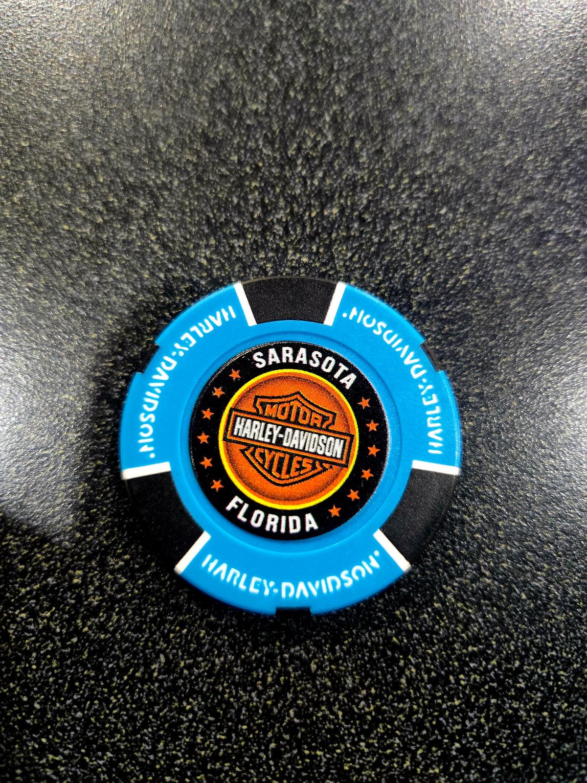 LIGHT BLUE SIESTA KEY ADRENALINE HARLEY-DAVIDSON POKER CHIP