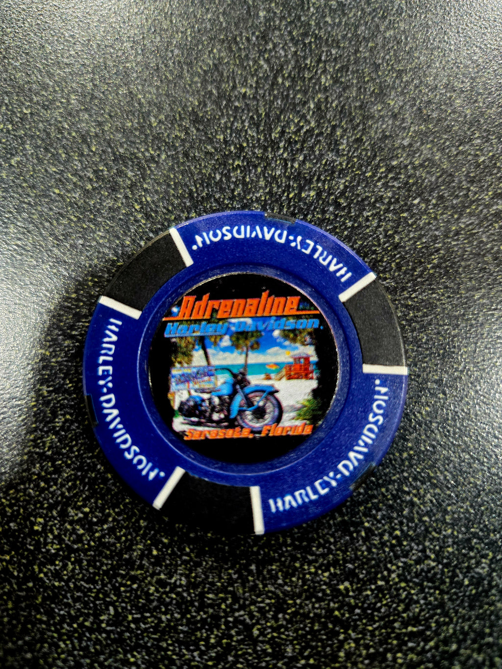 DARK BLUE SIESTA KEY ADRENALINE HARLEY-DAVIDSON POKER CHIP
