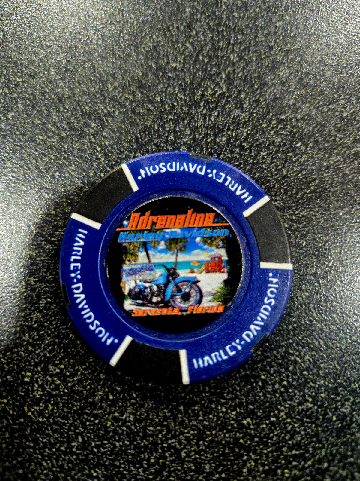 DARK BLUE SIESTA KEY ADRENALINE HARLEY-DAVIDSON POKER CHIP