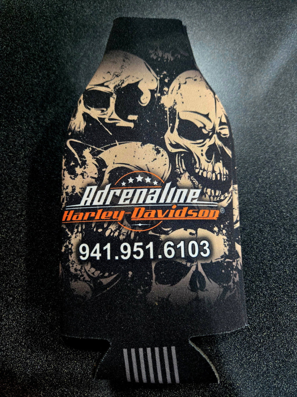ADRENALINE HARLEY-DAVIDSON BOTTLE ZIP KOOZIE