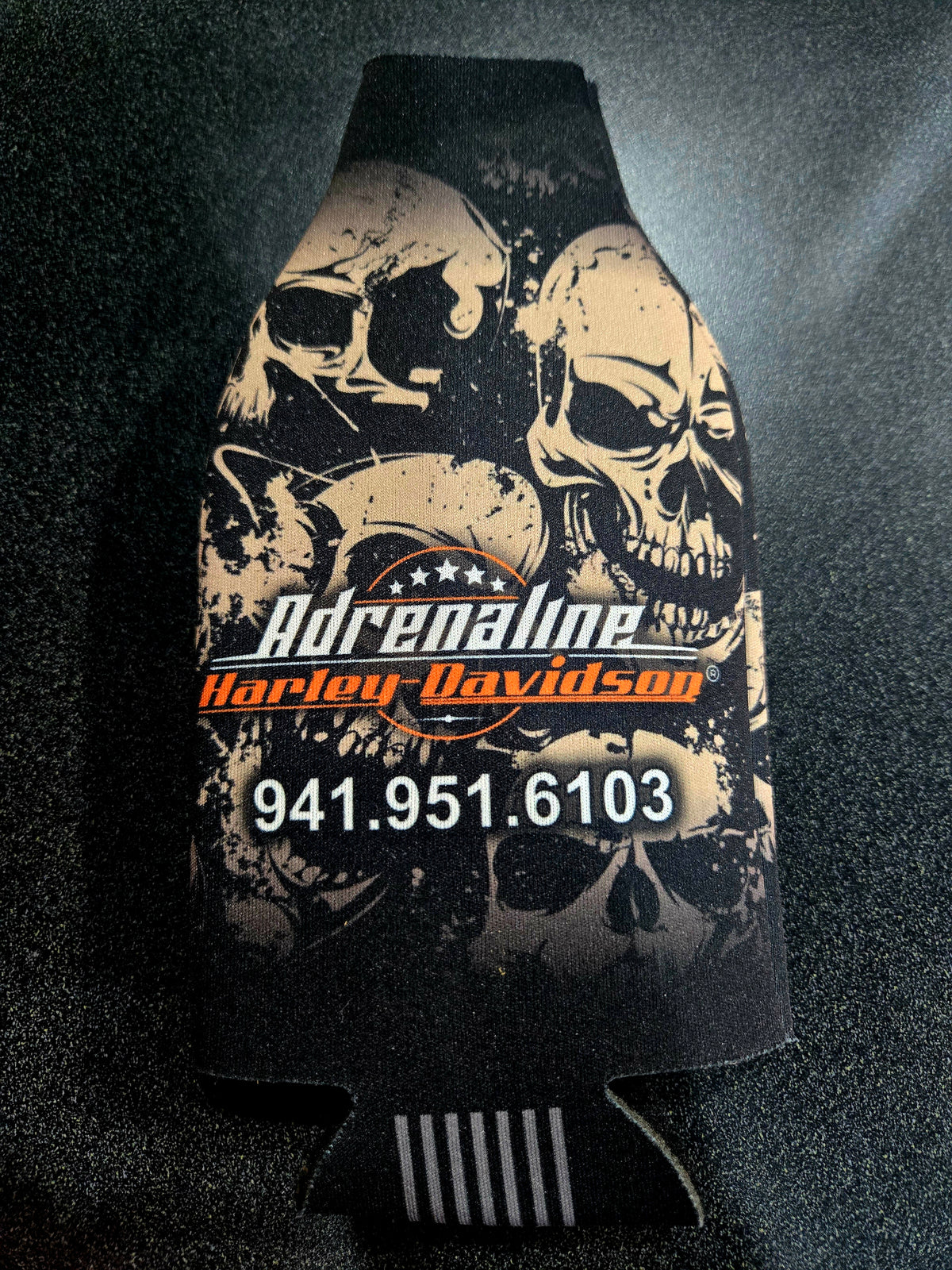 ADRENALINE HARLEY-DAVIDSON BOTTLE ZIP KOOZIE