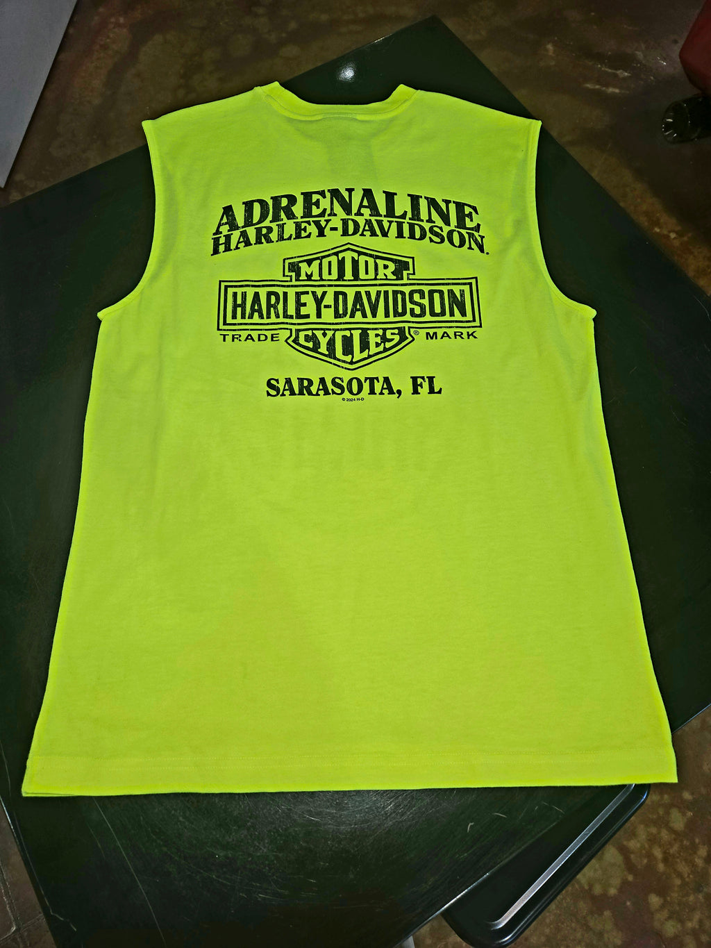 BIKER TO THE BONE HI VIZ SLEEVELESS TEE